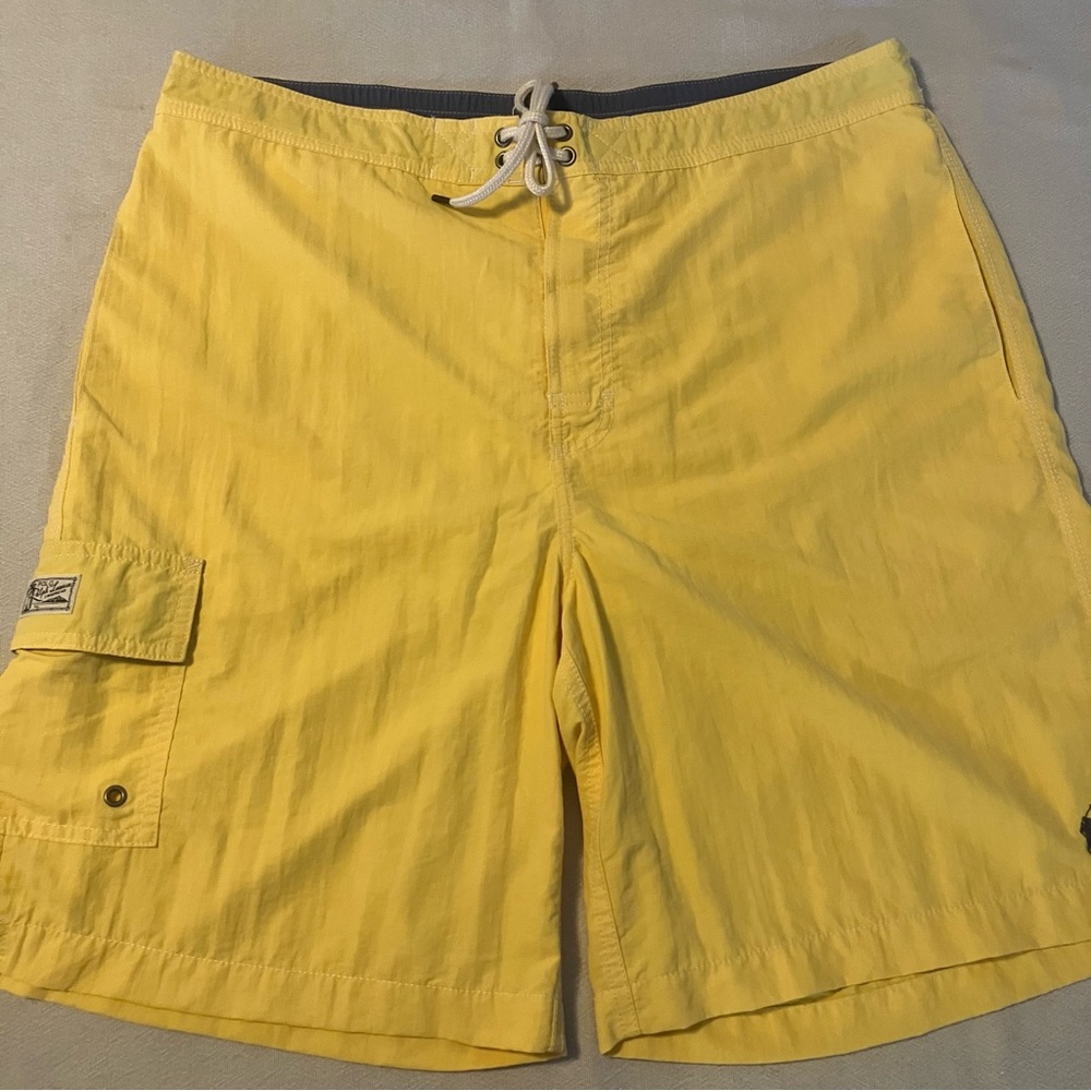 Polo Ralph Lauren swim trunks men sz Large yellow vacation beach cruise resort
